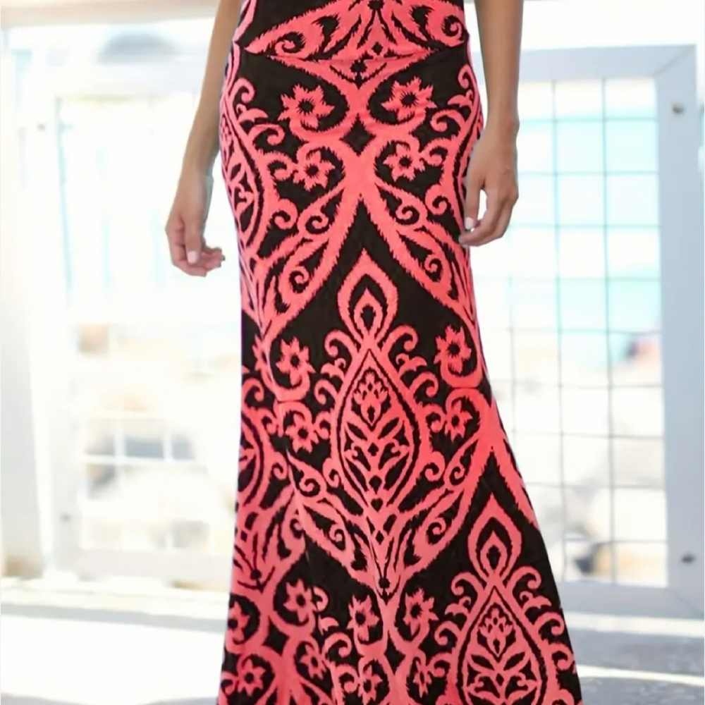 Hershe Tribal Print Maxi Skirt